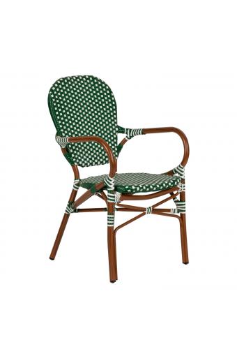 Καρέκλα Κήπου ArteLibre BOALI Πράσινο/Λευκό/Μπαμπού Αλουμίνιο/Rattan 41x45x92cm