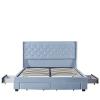 Κρεβάτι Διπλό ArteLibre ANNONA Γαλάζιο Βελούδο (Στρώμα 160x200cm)