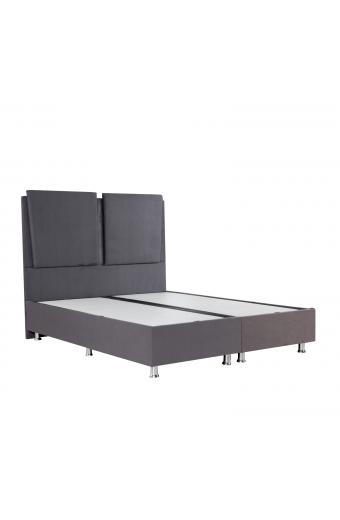 Κρεβάτι ArteLibre GONDRY Με Αποθηκευτικό Χώρο Γκρι Βελούδο (Στρώμα 160x200cm)