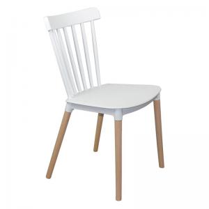 LINA Καρέκλα Τραπεζαρίας - Κουζίνας, PP Άσπρο, Πόδια Οξιά Φυσικό