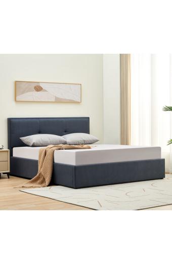 WALTER Κρεβάτι Διπλό με Χώρο Αποθήκευσης, για Στρώμα 160x200cm, Ύφασμα Γκρι