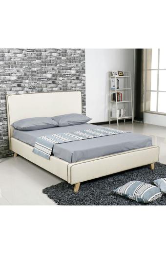 MORISSON Κρεβάτι Διπλό, για Στρώμα 160x200cm, Ύφασμα Εκρού