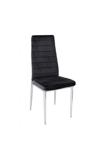 JETTA Καρέκλα Τραπεζαρίας - Μέταλλο Χρώμιο, Ύφασμα Velure Μαύρο, Full K/D -Συσκ.4