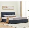 WALTER Κρεβάτι Διπλό με Χώρο Αποθήκευσης, για Στρώμα 150x200cm, Ύφασμα Σκούρο Γκρι